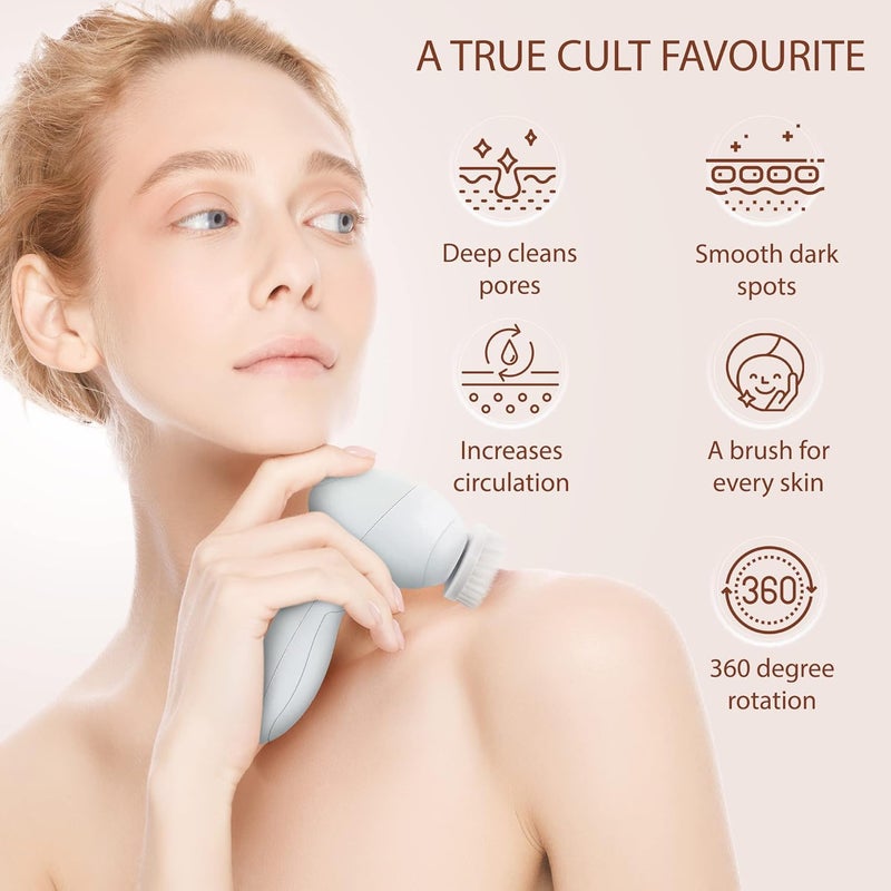 VISOFO Facial Cleansing Brush Face Scrubber Exfoliating Cleaning Skin Care Cleanser Wash Women Girls Electric Beauty Powered Exfoliator Skincare Spin Tools Scrub Washer Self Care by (Pearl) - Image 5